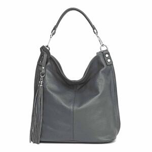 MADE IN ITALY DAMEN XL LEDER TASCHE Business Shopper Schultertasche Ledertasche Umhängetasche Handtasche Nappaleder Dunkelgrau
