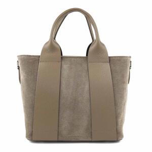 MADE IN ITALY DAMEN Echt LEDER TASCHE Business Shopper Wildleder Schultertasche Handtasche Umhängetasche Freizeittasche Ledertasche Taupe