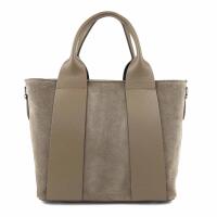 MADE IN ITALY DAMEN Echt LEDER TASCHE Business Shopper Wildleder Schultertasche Handtasche Umhängetasche Freizeittasche Ledertasche Taupe