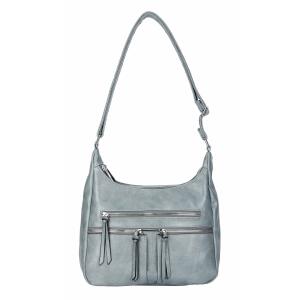 DAMEN TASCHE SHOPPER Crossbody Schultertasche Hobo Bag CrossOver Umhängetasche Handtasche Henkeltasche City Bag Leder Optik Reise  Jeansblau