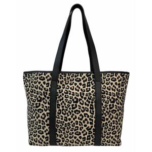 Made in Italy Damen Leo Tasche Shopper Schultertasche Ledertasche Tote Bag Handtasche Leopard Print Beuteltasche Weekender Reisetasche Shopping Schwarz