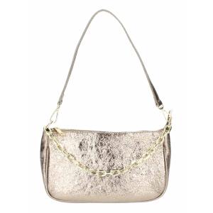 Made in Italy DAMEN LEDER TASCHE Pochette mit Kette Schultertasche Handtasche City Bag Umhängetasche Clutch Ledertasche Bodybag Schmucktasche CrossBody Cross-Over Bronze
