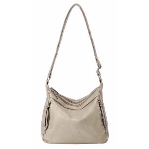 DAMEN TASCHE Schultertasche Umhängetasche Crossbody Shopper Henkeltasche CrossOver Handtasche Damentasche Reisetasche Beuteltasche City Bag Leder Optik Taupe