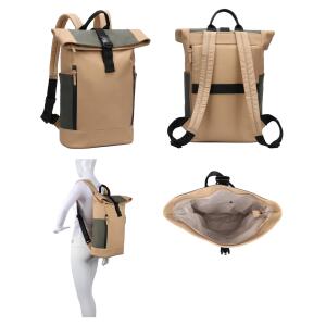 XXL Damen Herren Rolltop Rucksack Cityrucksack Laptop Fach Handgepäck Freizeitrucksack BASICS Arbeitsrucksack Sportrucksack Reiserucksack Schulrucksack Wasserabweisend Schwarz