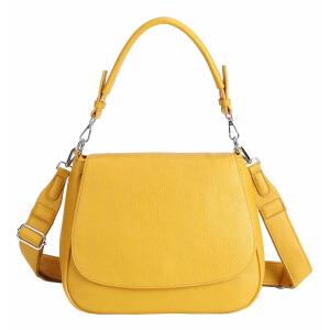 Damen Tasche Shopper Hobo Bag Schultertasche Cross Over body Bag Umhängetasche Beuteltasche Handtasche Henkeltasche Leder Optik Gelb V1