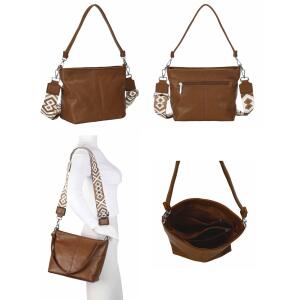 Damen Tasche Shopper Brusttasche Hobo Bag Schultertasche Crossbody Umhängetasche Beuteltasche Handtasche Crossover BodyBag Leder Optik Rosegold