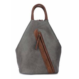 Damen Rucksack Tasche Schultertasche Daypack Handtasche Cityrucksack Leder Optik Tagesrucksack Freizeitrucksack Backpack Grau