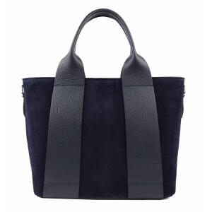 MADE IN ITALY DAMEN Echt LEDER TASCHE Business Shopper Wildleder Schultertasche Handtasche Umhängetasche Freizeittasche Ledertasche Dunkelblau