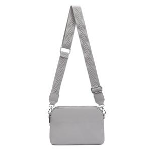 DAMEN TASCHE Crossbody Umhängetasche Bodybag Schultertasche Crossover Damentasche Brieftasche Handtasche Muster Taschengurt Reise Kunstleder Hellgrau