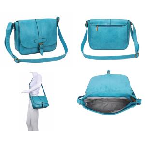 Damen Tasche Messenger Schultertasche Crossbody Umhängetasche Shopper Handtasche Tablettasche bis ca. 10-11 Zoll Überschlagtasche Leder Optik Mint