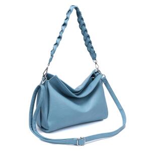Damen Tasche Shopper FLECHTOPTIK Hobo Bag Schultertasche Cross Over Umhängetasche Beuteltasche Handtasche Henkeltasche Henkel Leder Optik Beige