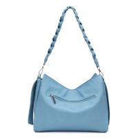 Damen Tasche Shopper FLECHTOPTIK Hobo Bag Schultertasche Cross Over Umhängetasche Beuteltasche Handtasche Henkeltasche Henkel Leder Optik Jeansblau
