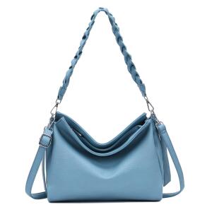 Damen Tasche Shopper FLECHTOPTIK Hobo Bag Schultertasche Cross Over Umhängetasche Beuteltasche Handtasche Henkeltasche Henkel Leder Optik Rosa