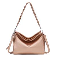Damen Tasche Shopper FLECHTOPTIK Hobo Bag Schultertasche Cross Over Umhängetasche Beuteltasche Handtasche Henkeltasche Henkel Leder Optik Rosegold