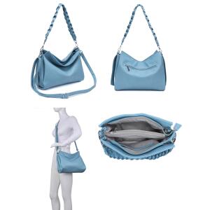 Damen Tasche Shopper FLECHTOPTIK Hobo Bag Schultertasche Cross Over Umhängetasche Beuteltasche Handtasche Henkeltasche Henkel Leder Optik Weiß