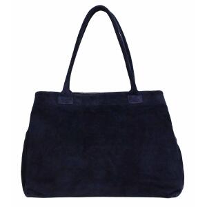 Made in Italy XXL DAMEN LEDER TASCHE DIN-A4 Shopper Tote Bag Schultertasche Wildleder Handtasche Henkeltasche Reise Dunkelblau