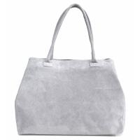 Made in Italy XXL DAMEN LEDER TASCHE DIN-A4 Shopper Tote Bag Schultertasche Wildleder Handtasche Henkeltasche Reise Grau