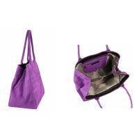 Made in Italy XXL DAMEN LEDER TASCHE DIN-A4 Shopper Tote Bag Schultertasche Wildleder Handtasche Henkeltasche Reise Grau