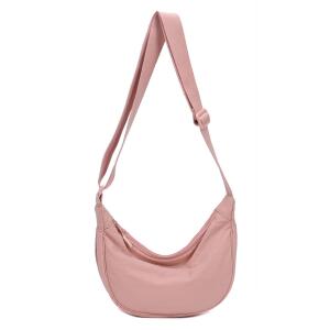 DAMEN HERREN UNISEX TASCHE Halbmondtasche Halbmond Bodybag Brusttasche Crossbody Crossover Schultertasche MOON Hobo Bag Umhängetasche ultraleicht Nylon Reise Freizeit Urlaub Sport Rosa