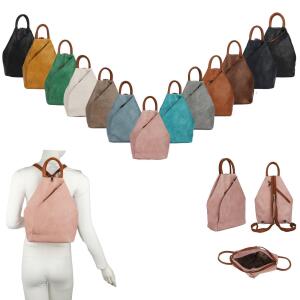 Damen Rucksack Tasche Schultertasche Daypack Handtasche Cityrucksack Leder Optik Tagesrucksack Freizeitrucksack Backpack Beige V1