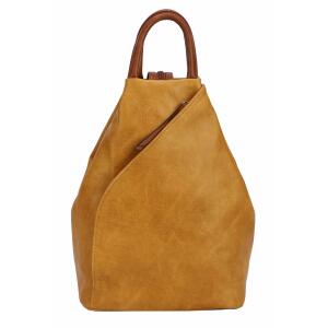 Damen Rucksack Tasche Schultertasche Daypack Handtasche Cityrucksack Leder Optik Tagesrucksack Freizeitrucksack Backpack Gelb V1