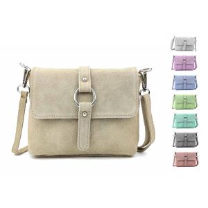 Made in Italy DAMEN LEDER TASCHE Schultertasche Body Bag Wildleder Handtasche Umhängetasche Ledertasche Messenger Cross-Over Abendtasche Clutch