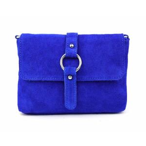 Made in Italy DAMEN LEDER TASCHE Schultertasche Body Bag Wildleder Handtasche Umhängetasche Ledertasche Messenger Cross-Over Abendtasche Clutch Königsblau