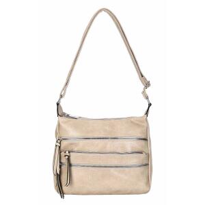DAMEN TASCHE SHOPPER Schultertasche Umhängetasche CrossOver Crossbody Henkeltasche Beuteltasche Handtasche City Bag Reise Kunst-Leder Taupe V1