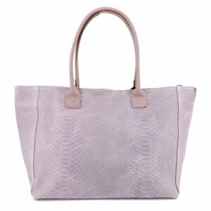 Made in Italy DAMEN LEDER TASCHE DIN-A4 Schlange Prägung Shopper Tote Bag Schultertasche Flieder
