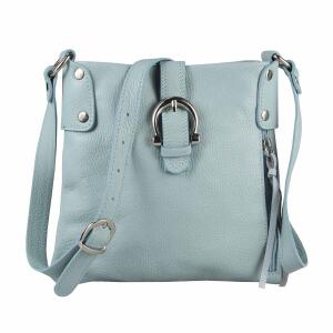 Made in Italy DAMEN LEDER TASCHE Schultertasche CrossOver Handtasche  Umhängetasche Bodybag Abendtasche Crossbody Ledertasche Hellblau