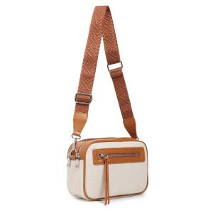 Damen Tasche Schultertasche Cross Over Body Bag Canvas Umhängetasche Brusttasche Muster Gürtel Bodybag Damentasche Handtasche Brieftasche Reise Kunst-Leder