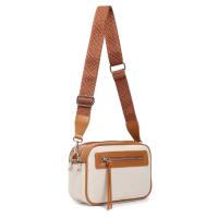 Damen Tasche Schultertasche Cross Over Body Bag Canvas Umhängetasche Brusttasche Muster Gürtel Bodybag Damentasche Handtasche Brieftasche Reise Kunst-Leder Weiß
