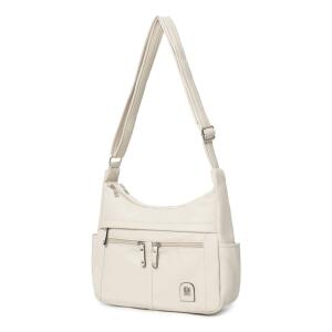 DAMEN TASCHE SHOPPER Schultertasche Umhängetasche Vintage Crossbody CrossOver Handtasche Leder Optik Reisetasche Freizeittasche City Bag Beige