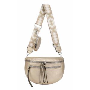 Damen Brusttasche Crossbody Tasche Umhängetasche Hüfttasche Cross-Over Bodybag Schultertasche Bauchtasche Handytasche Kunstleder Gold