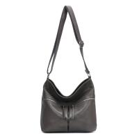 DAMEN TASCHE Schultertasche Umhängetasche Crossbody Shopper Henkeltasche CrossOver CrossBag Damentasche Reisetasche Beuteltasche City Bag Leder Optik Dunkelgrau