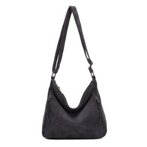 DAMEN TASCHE Schultertasche Umhängetasche Crossbody Shopper Henkeltasche CrossOver Handtasche Damentasche Reisetasche Beuteltasche City Bag Leder Optik Dunkelgrau