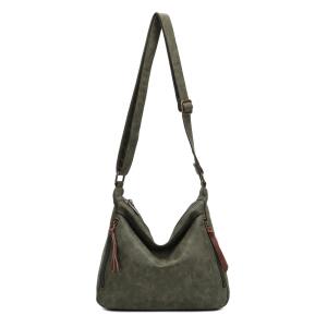 DAMEN TASCHE Schultertasche Umhängetasche Crossbody Shopper Henkeltasche CrossOver Handtasche Damentasche Reisetasche Beuteltasche City Bag Leder Optik Olivgrün