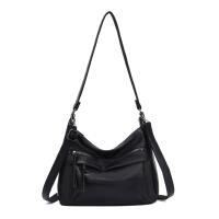 DAMEN TASCHE SHOPPER Crossbody Schultertasche Hobo Bag CrossOver Umhängetasche Handtasche Henkeltasche City Bag Leder Optik Reise Schwarz