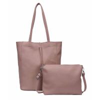 Damen Tasche Set 2in1 Shopper Handtasche Crossbody Hobo Bag Schultertasche Umhängetasche Metallic Cross-Over DIN-A4 Altrosa