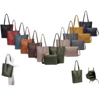 Damen Tasche Set 2in1 Shopper Handtasche Crossbody Hobo Bag Schultertasche Umhängetasche Metallic Cross-Over DIN-A4 Altrosa