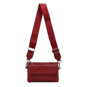 Damen Tasche Crossbody Umhängetasche Bodybag Schultertasche Metallic Handytasche Crossover Geldbörse Brusttasche Handtasche Brieftasche Abend Dunkelrot