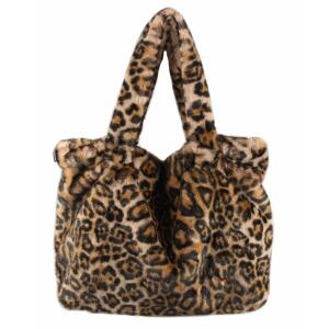 XXL DAMEN PELZTASCHE Shopper Tote Bag Leopard Print Handtasche Umhängetasche Leo Teddytasche Schultertasche Plüsch Felltasche Beuteltasche Kunstpelz Weekender Reisetasche Shopping Braun