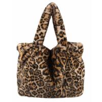 XXL DAMEN PELZTASCHE Shopper Tote Bag Leopard Print Handtasche Umhängetasche Leo Teddytasche Schultertasche Plüsch Felltasche Beuteltasche Kunstpelz Weekender Reisetasche Shopping Braun