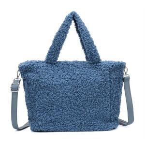 Damen Teddyfell Tasche Shopper Tote Bag Handtasche Plüsch Schultertasche Teddytasche Umhängetasche Pelz Damentasche Felltasche Wintertasche Beuteltasche