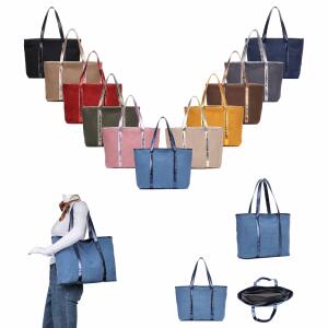 Damen Shopper Tote Hobo Bag Umhängetasche Schultertasche Metallic Cord Tasche Henkeltasche Beuteltasche Freizeit Abend Urlaub Weekender Wildleder Leder Veloursleder Optik