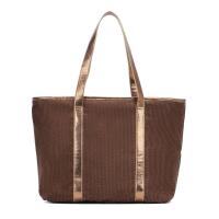 Damen Shopper Tote Hobo Bag Umhängetasche Schultertasche Metallic Cord Tasche Henkeltasche Beuteltasche Freizeit Abend Urlaub Weekender Wildleder Leder Veloursleder Optik Dunkelbraun