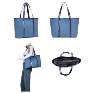 Damen Shopper Tote Hobo Bag Umhängetasche Schultertasche Metallic Cord Tasche Henkeltasche Beuteltasche Freizeit Abend Urlaub Weekender Wildleder Leder Veloursleder Optik Helltaupe