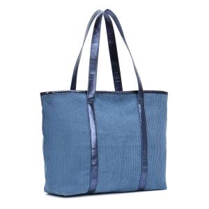 Damen Shopper Tote Hobo Bag Umhängetasche Schultertasche Metallic Cord Tasche Henkeltasche Beuteltasche Freizeit Abend Urlaub Weekender Wildleder Leder Veloursleder Optik Jeansblau