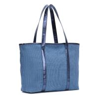 Damen Shopper Tote Hobo Bag Umhängetasche Schultertasche Metallic Cord Tasche Henkeltasche Beuteltasche Freizeit Abend Urlaub Weekender Wildleder Leder Veloursleder Optik Jeansblau