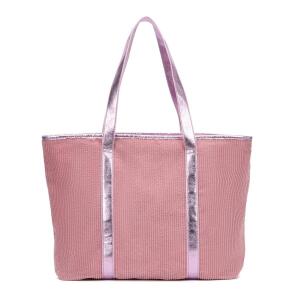 Damen Shopper Tote Hobo Bag Umhängetasche Schultertasche Metallic Cord Tasche Henkeltasche Beuteltasche Freizeit Abend Urlaub Weekender Wildleder Leder Veloursleder Optik Rosa